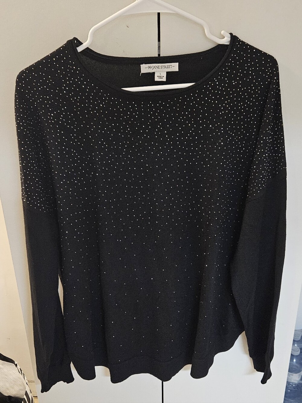 99 Jane Street Black Embellished Crewneck Sweatshirt